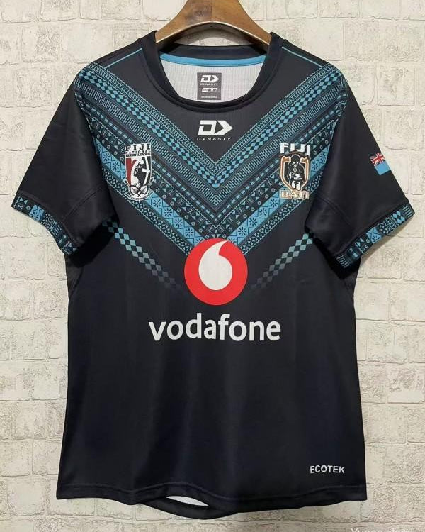 2026 Fiji Bati Black with Blue Tribal Pattern Jersey GOATORG STORE