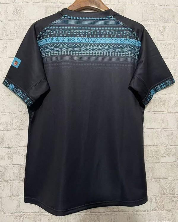 2026 Fiji Bati Black with Blue Tribal Pattern Jersey GOATORG STORE