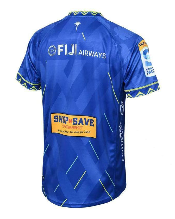 2025/26 Fijian Drua Royal Blue Geometric Pattern Home Jersey - GOATORG STORE