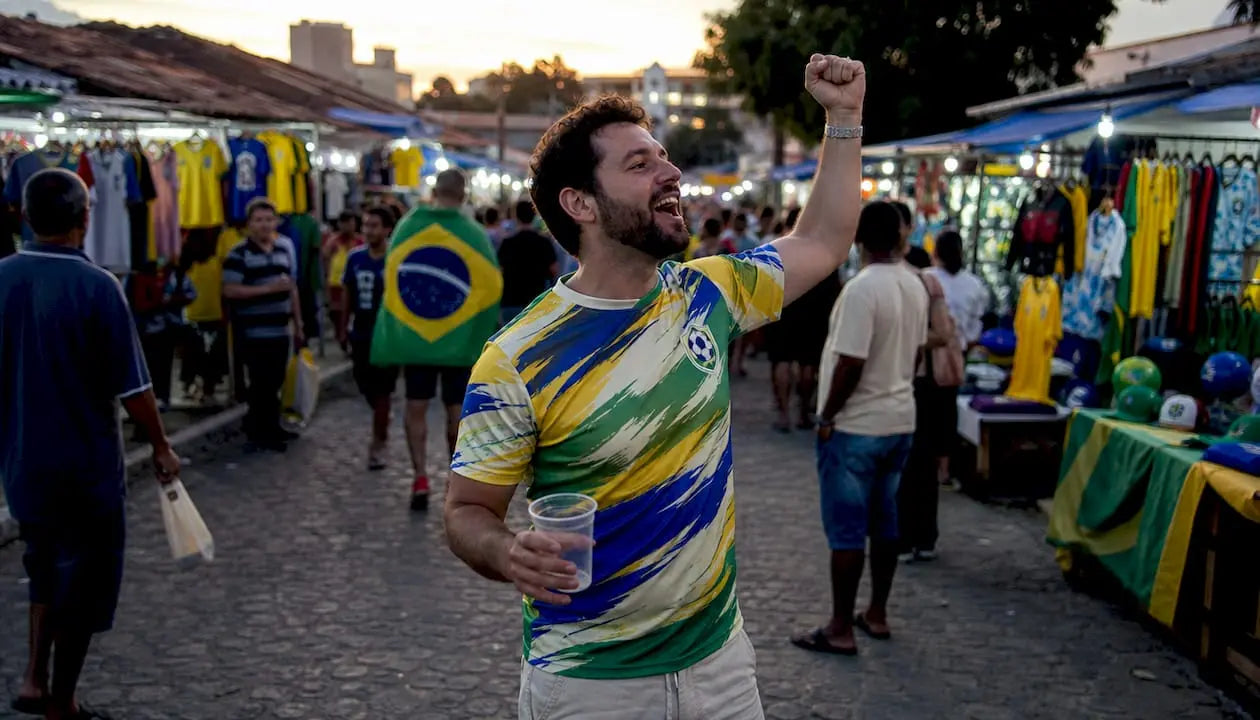 Football fan wearing 2026 World Cup jersey outdoors
