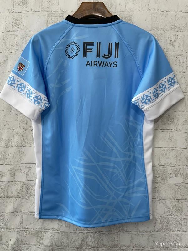 2026 Fiji Flying Fijians Sky Blue Jersey with Indigenous Patterns - GOATORG STORE