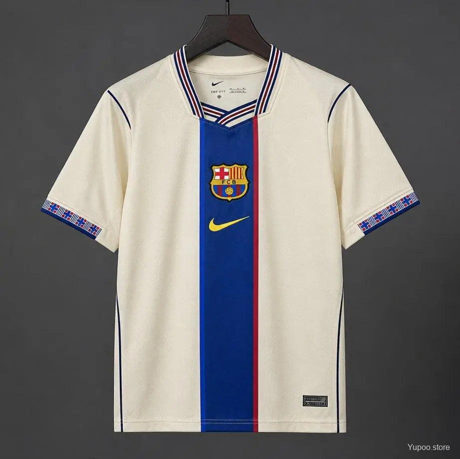 26/27 FC Barcelona Special Edition "Mashup" Away Jersey - Cream/Blue Stripe - As Worn by Messi, Pedri, Yamal GOATORG STORE