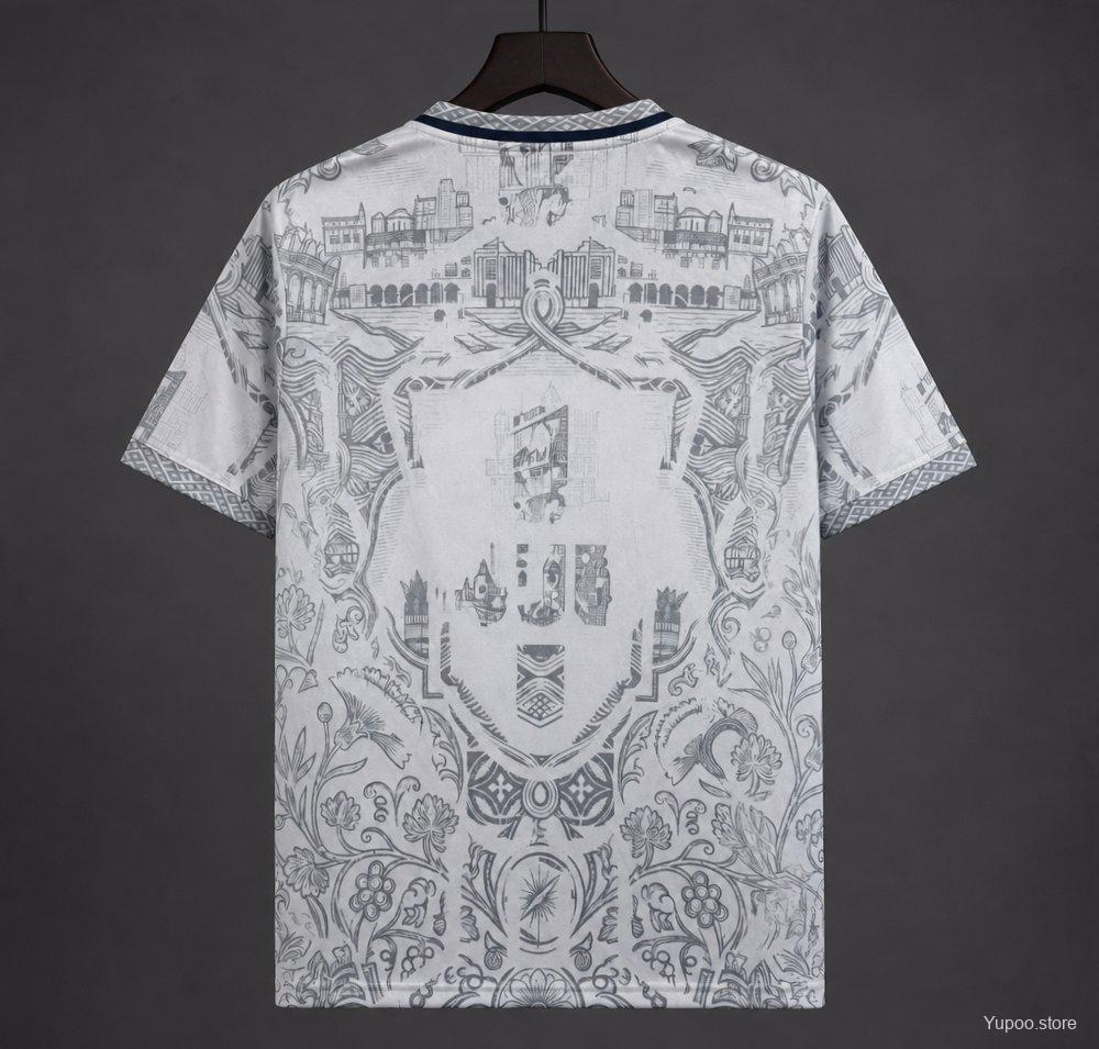 2026 Portugal White with Grey Azulejo Tile and Floral Tapestry Pattern Special Edition Fan Jersey