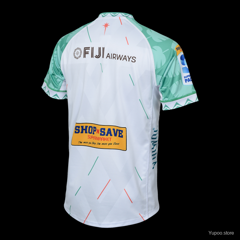 2025/26 Fijian Drua White Away Jersey with Green Sleeves - GOATORG STORE