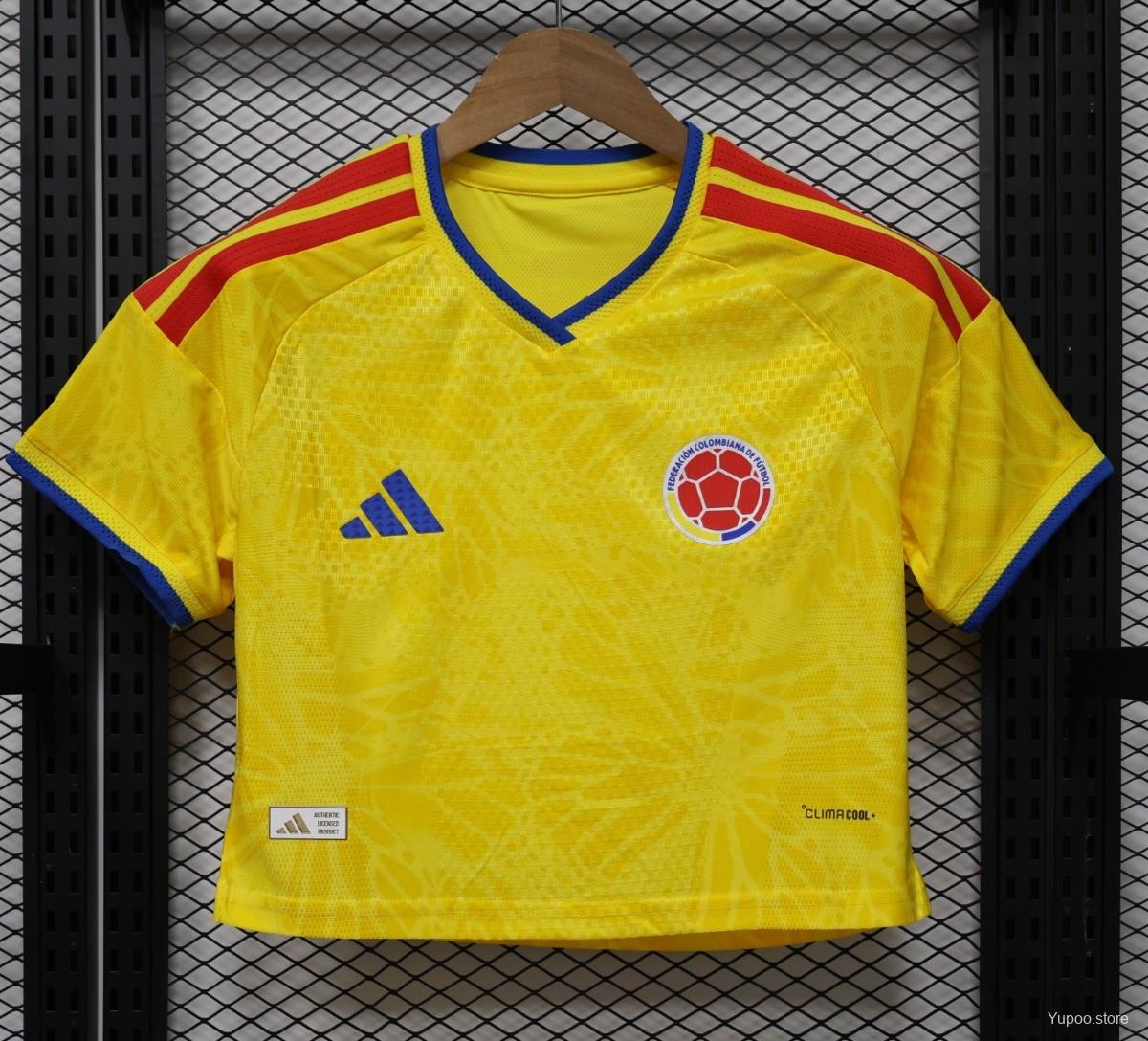 2026 Colombia Women's Yellow Home Crop Top Style Player Version Jersey - GOATORG STORE