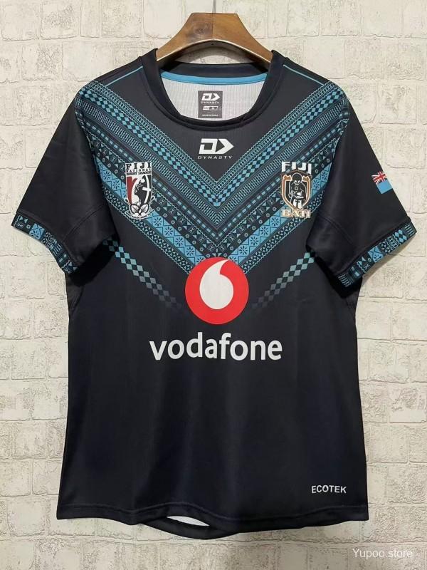 2026 Fiji Bati Black with Blue Tribal Pattern Jersey GOATORG STORE