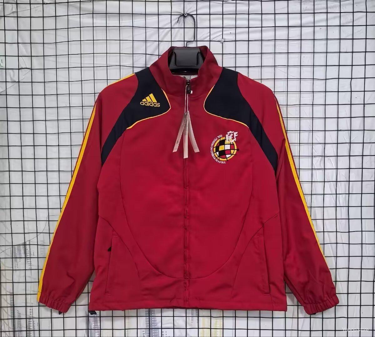 2026 Spain Vintage Adidas Red Full Zipper Windbreaker - GOATORG STORE