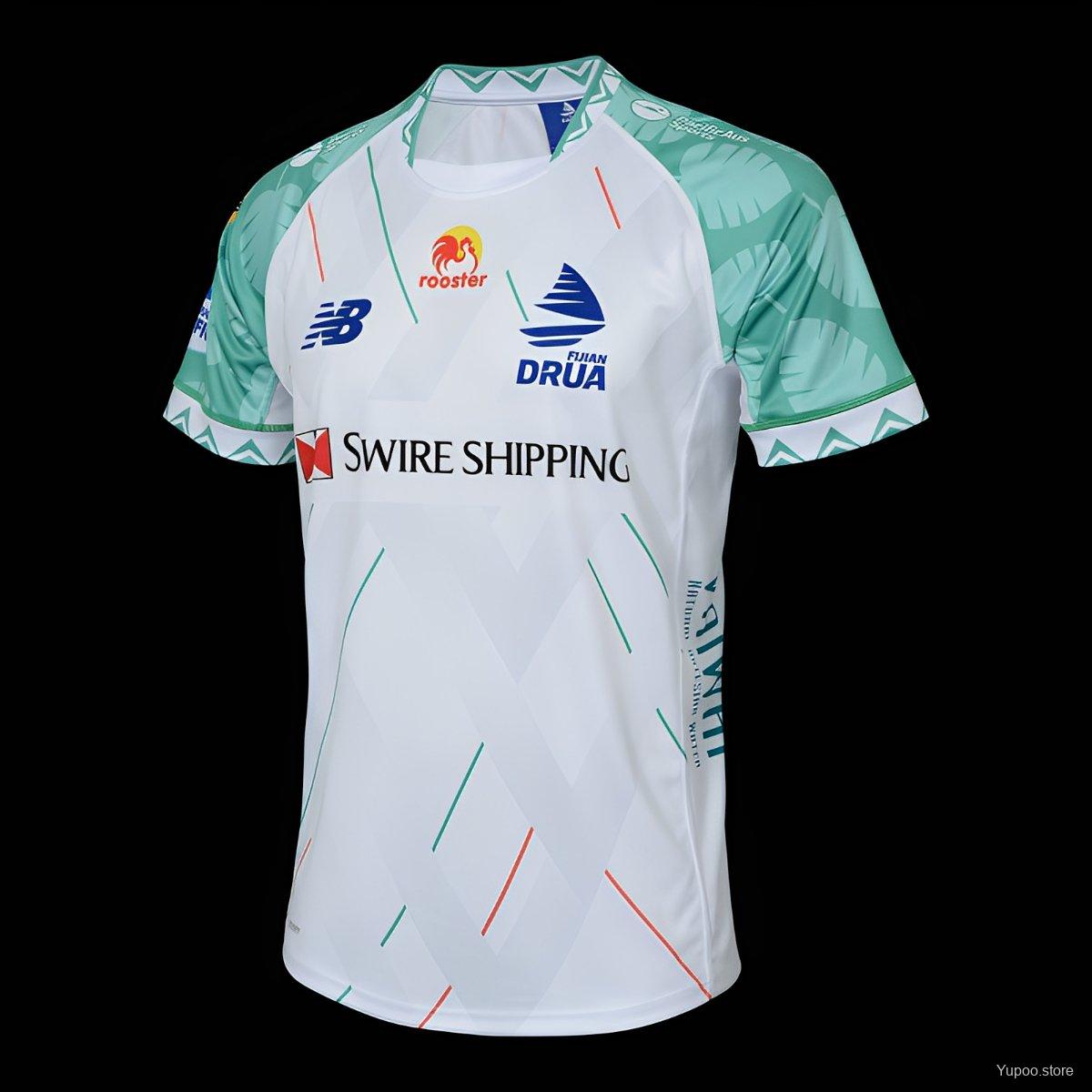 2025/26 Fijian Drua White Away Jersey with Green Sleeves - GOATORG STORE
