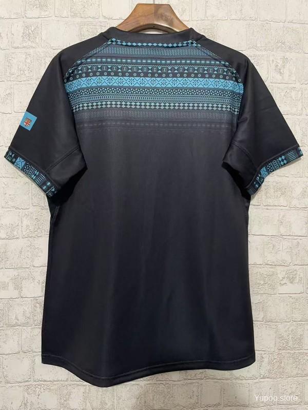 2026 Fiji Bati Black with Blue Tribal Pattern Jersey GOATORG STORE