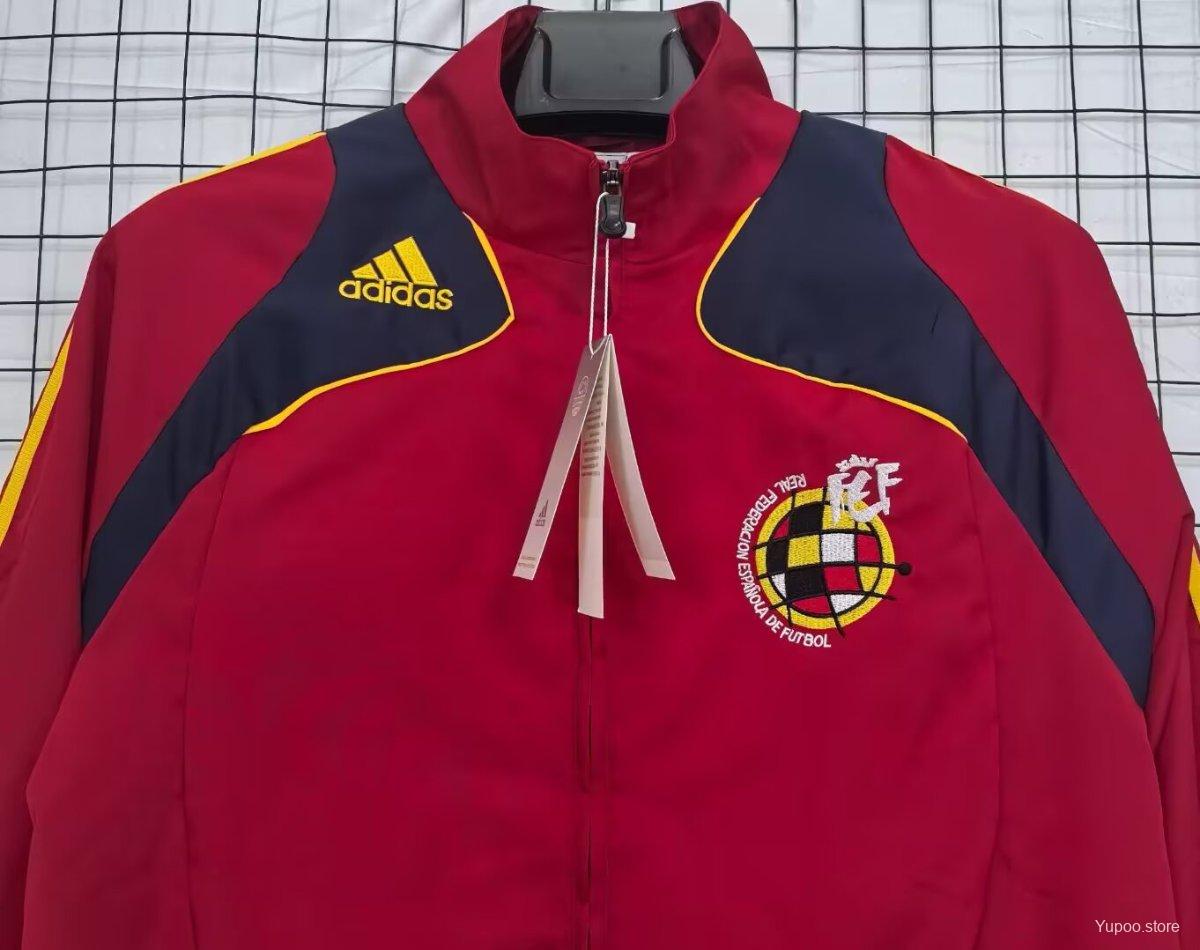 2026 Spain Vintage Adidas Red Full Zipper Windbreaker - GOATORG STORE